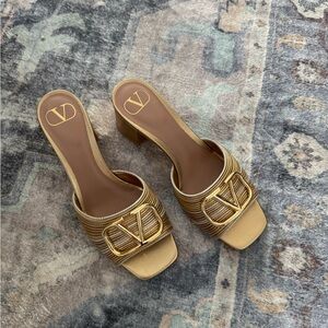 Valentino Gold Heeled Sandals